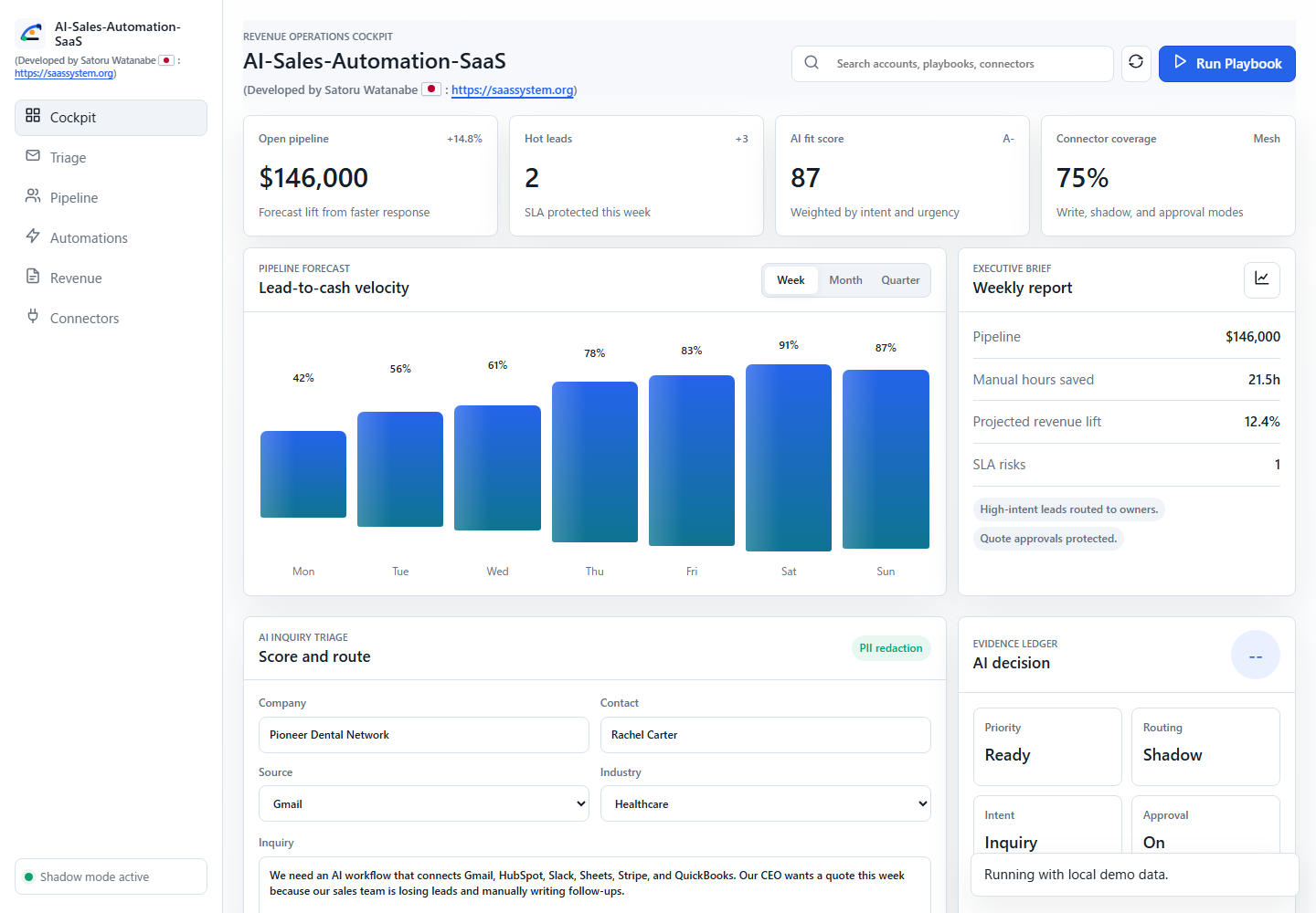 AI Sales Automation SaaS desktop screenshot